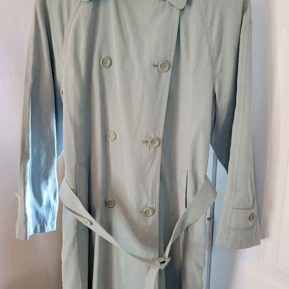 London Fog Mint Green Soft Longsleeve Belted Business Trench Coat, Size‎ 12P - Picture 6 of 12